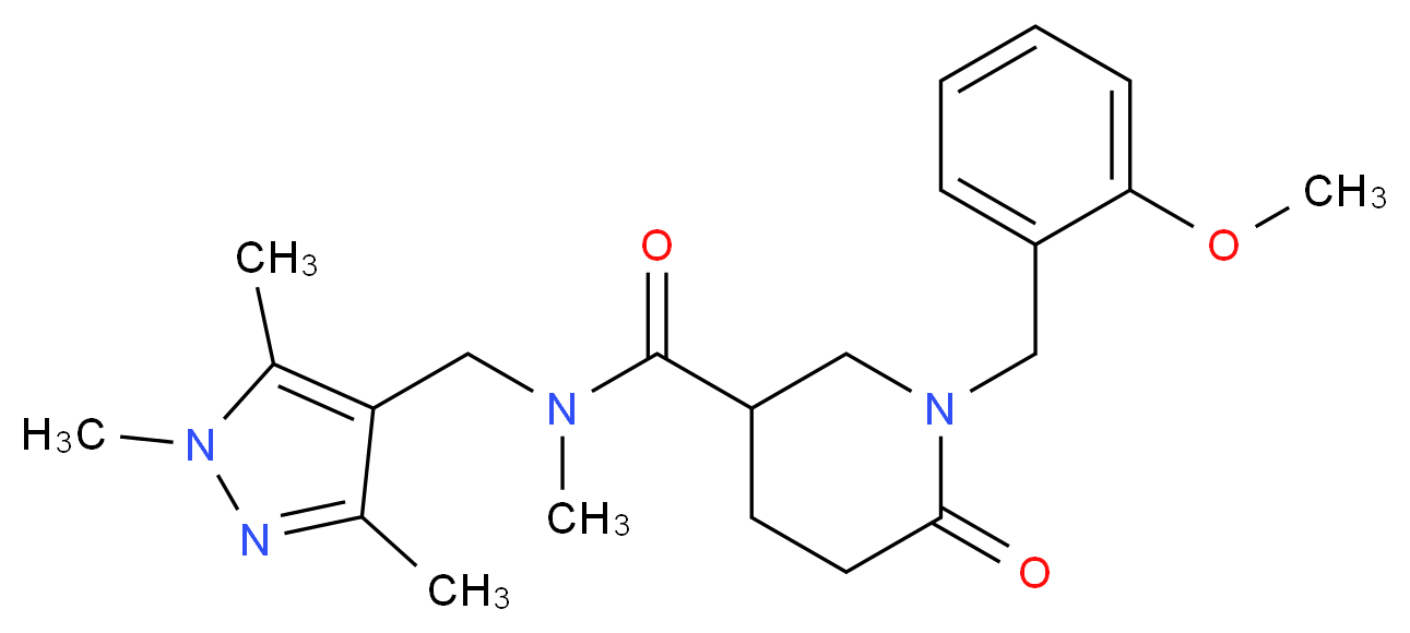 1-(2-methoxybenzyl)-N-methyl-6-oxo-N-[(1,3,5-trimethyl-1H-pyrazol-4-yl)methyl]-3-piperidinecarboxamide_Molecular_structure_CAS_)