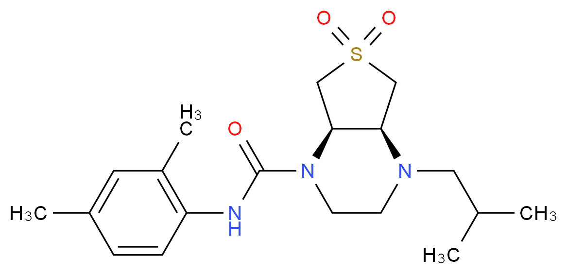 (4aS*,7aR*)-N-(2,4-dimethylphenyl)-4-isobutylhexahydrothieno[3,4-b]pyrazine-1(2H)-carboxamide 6,6-dioxide_Molecular_structure_CAS_)