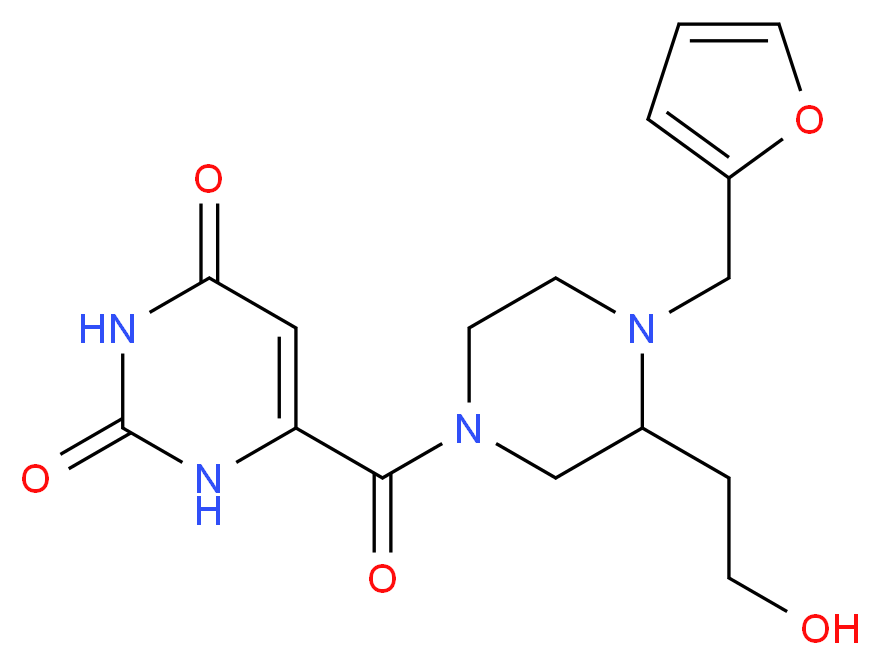 6-{[4-(2-furylmethyl)-3-(2-hydroxyethyl)piperazin-1-yl]carbonyl}pyrimidine-2,4(1H,3H)-dione_Molecular_structure_CAS_)
