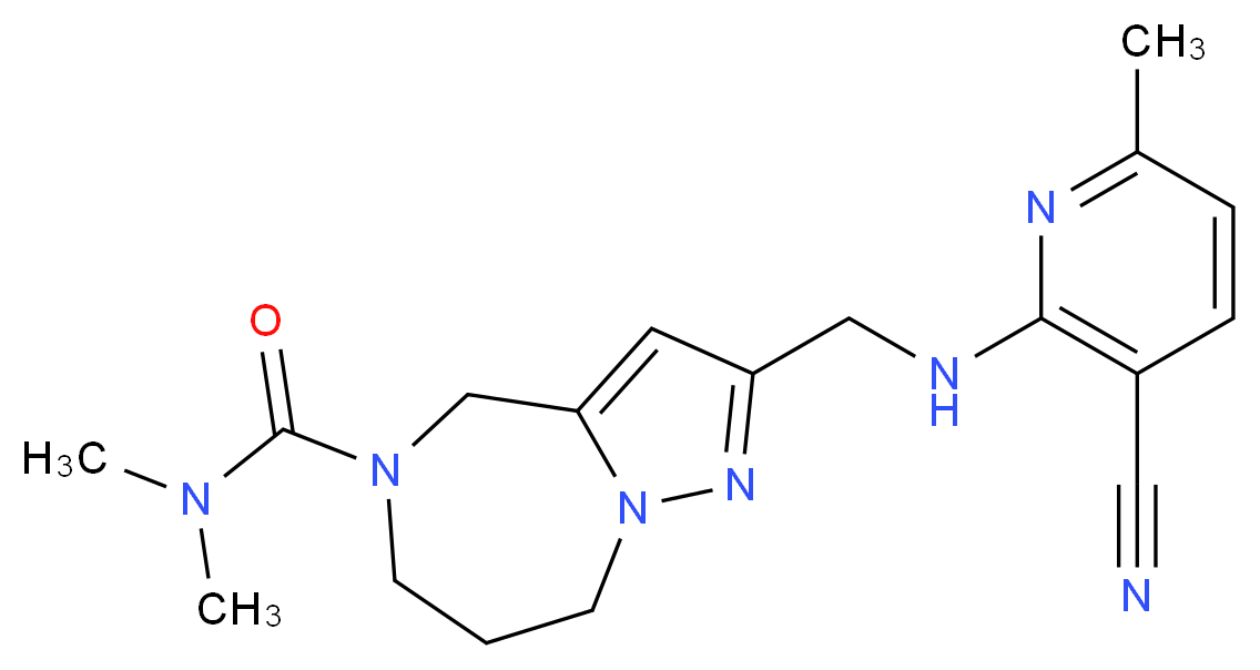 2-{[(3-cyano-6-methylpyridin-2-yl)amino]methyl}-N,N-dimethyl-7,8-dihydro-4H-pyrazolo[1,5-a][1,4]diazepine-5(6H)-carboxamide_Molecular_structure_CAS_)