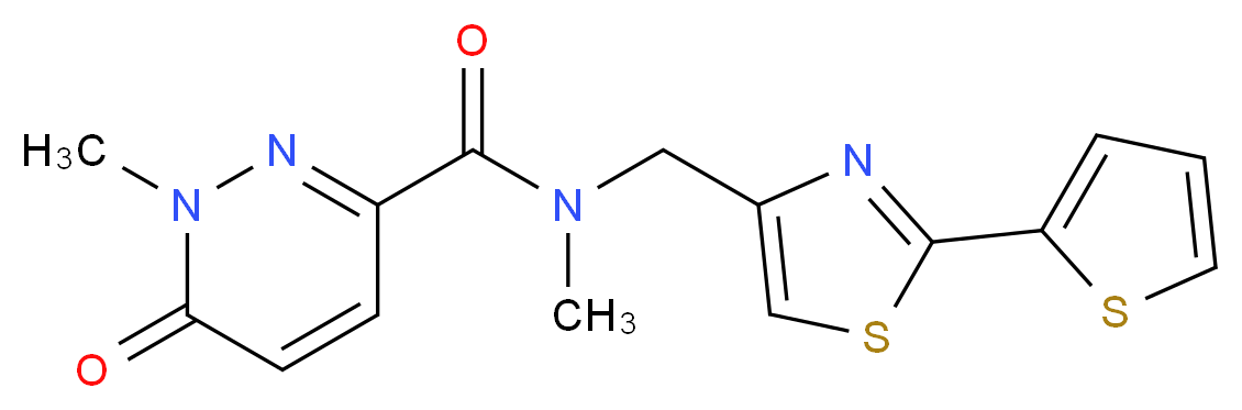 N,1-dimethyl-6-oxo-N-{[2-(2-thienyl)-1,3-thiazol-4-yl]methyl}-1,6-dihydropyridazine-3-carboxamide_Molecular_structure_CAS_)