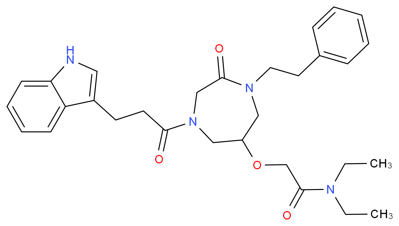N,N-diethyl-2-{[4-[3-(1H-indol-3-yl)propanoyl]-2-oxo-1-(2-phenylethyl)-1,4-diazepan-6-yl]oxy}acetamide_Molecular_structure_CAS_)