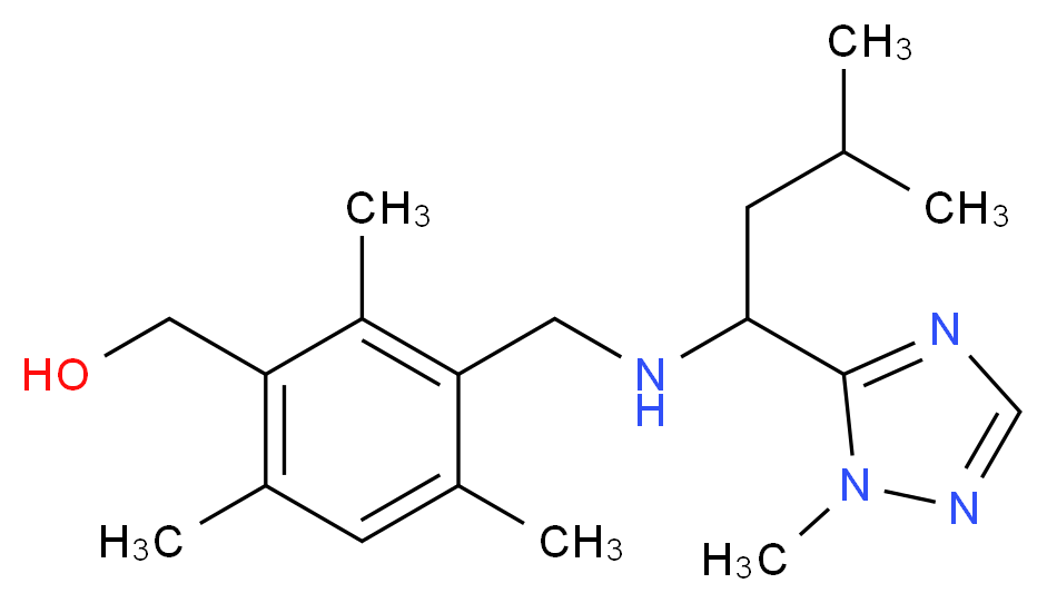 [2,4,6-trimethyl-3-({[3-methyl-1-(1-methyl-1H-1,2,4-triazol-5-yl)butyl]amino}methyl)phenyl]methanol_Molecular_structure_CAS_)