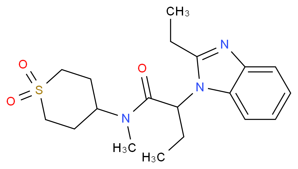 N-(1,1-dioxidotetrahydro-2H-thiopyran-4-yl)-2-(2-ethyl-1H-benzimidazol-1-yl)-N-methylbutanamide_Molecular_structure_CAS_)