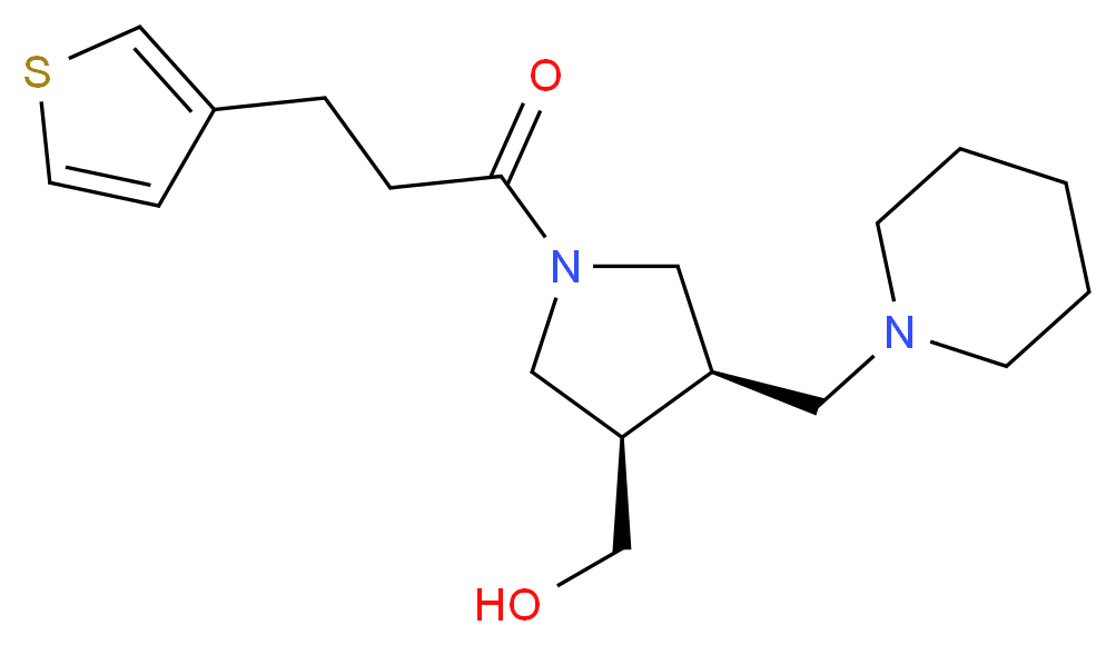 {(3R*,4R*)-4-(piperidin-1-ylmethyl)-1-[3-(3-thienyl)propanoyl]pyrrolidin-3-yl}methanol_Molecular_structure_CAS_)
