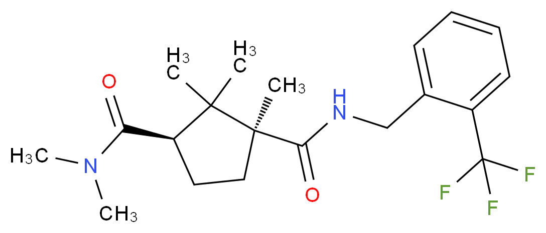 (1S*,3R*)-N~3~,N~3~,1,2,2-pentamethyl-N~1~-[2-(trifluoromethyl)benzyl]-1,3-cyclopentanedicarboxamide_Molecular_structure_CAS_)