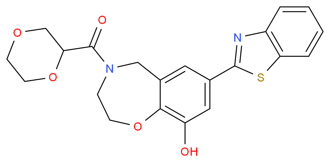 7-(1,3-benzothiazol-2-yl)-4-(1,4-dioxan-2-ylcarbonyl)-2,3,4,5-tetrahydro-1,4-benzoxazepin-9-ol_Molecular_structure_CAS_)