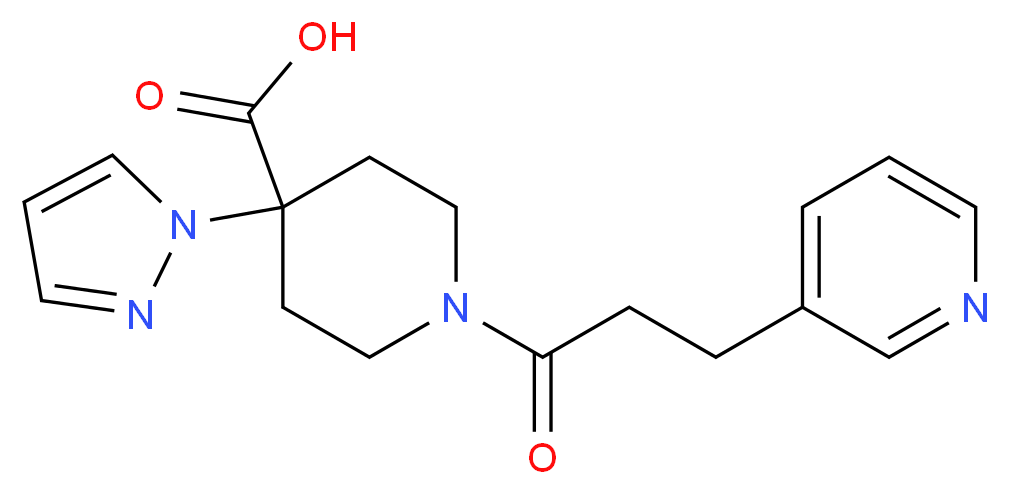 4-(1H-pyrazol-1-yl)-1-(3-pyridin-3-ylpropanoyl)piperidine-4-carboxylic acid_Molecular_structure_CAS_)