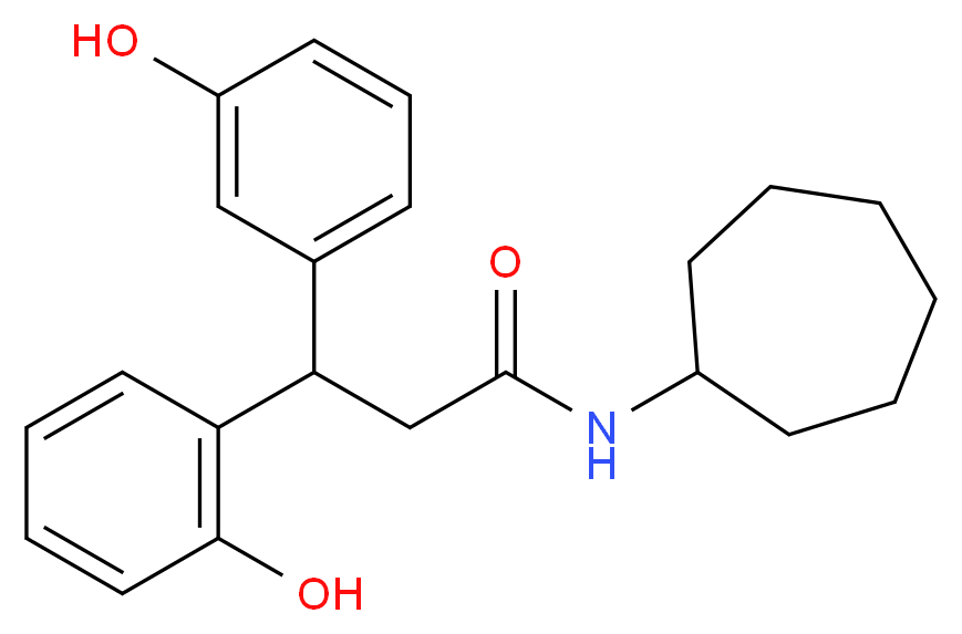 N-cycloheptyl-3-(2-hydroxyphenyl)-3-(3-hydroxyphenyl)propanamide_Molecular_structure_CAS_)
