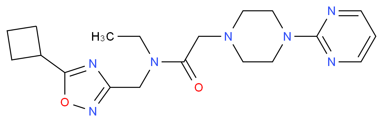 N-[(5-cyclobutyl-1,2,4-oxadiazol-3-yl)methyl]-N-ethyl-2-[4-(2-pyrimidinyl)-1-piperazinyl]acetamide_Molecular_structure_CAS_)