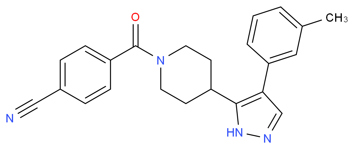 4-({4-[4-(3-methylphenyl)-1H-pyrazol-5-yl]piperidin-1-yl}carbonyl)benzonitrile_Molecular_structure_CAS_)