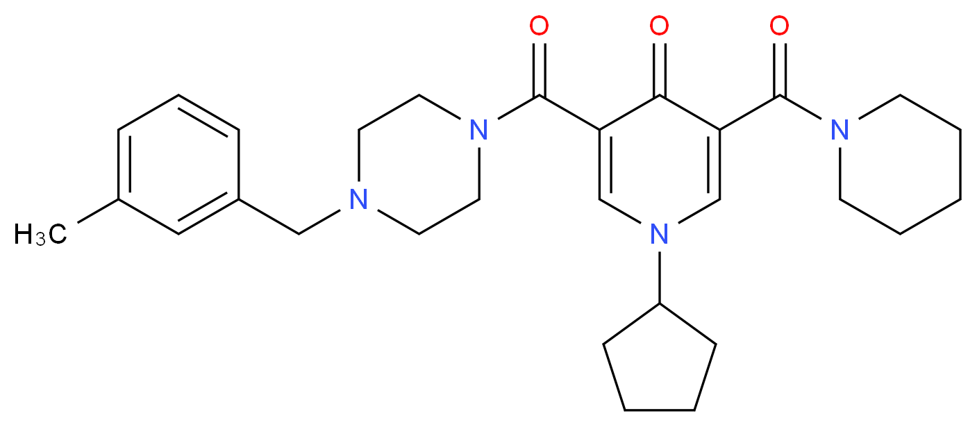 1-cyclopentyl-3-{[4-(3-methylbenzyl)-1-piperazinyl]carbonyl}-5-(1-piperidinylcarbonyl)-4(1H)-pyridinone_Molecular_structure_CAS_)