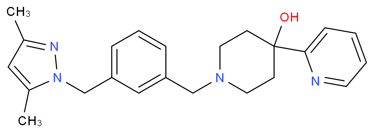 1-{3-[(3,5-dimethyl-1H-pyrazol-1-yl)methyl]benzyl}-4-(2-pyridinyl)-4-piperidinol_Molecular_structure_CAS_)