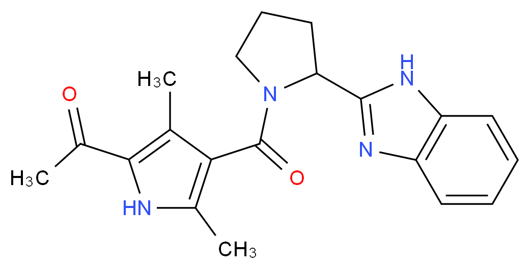1-(4-{[2-(1H-benzimidazol-2-yl)pyrrolidin-1-yl]carbonyl}-3,5-dimethyl-1H-pyrrol-2-yl)ethanone_Molecular_structure_CAS_)