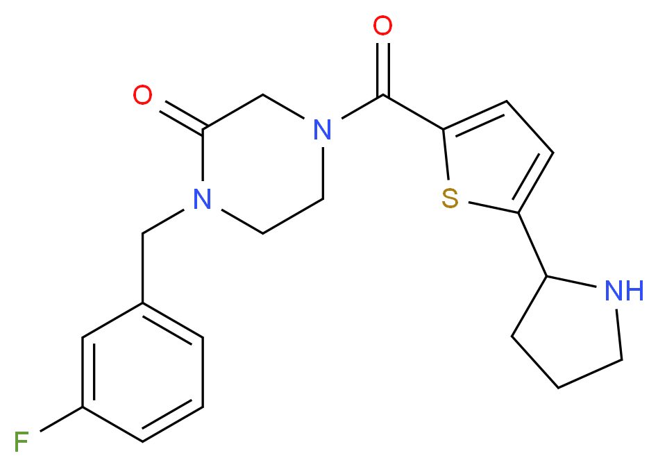 1-(3-fluorobenzyl)-4-{[5-(2-pyrrolidinyl)-2-thienyl]carbonyl}-2-piperazinone_Molecular_structure_CAS_)