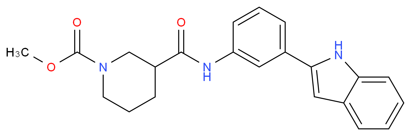 methyl 3-({[3-(1H-indol-2-yl)phenyl]amino}carbonyl)piperidine-1-carboxylate_Molecular_structure_CAS_)
