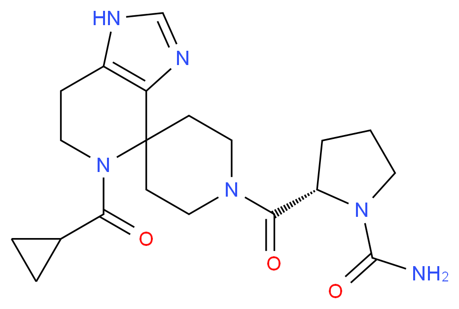(2S)-2-{[5-(cyclopropylcarbonyl)-1,5,6,7-tetrahydro-1'H-spiro[imidazo[4,5-c]pyridine-4,4'-piperidin]-1'-yl]carbonyl}pyrrolidine-1-carboxamide_Molecular_structure_CAS_)