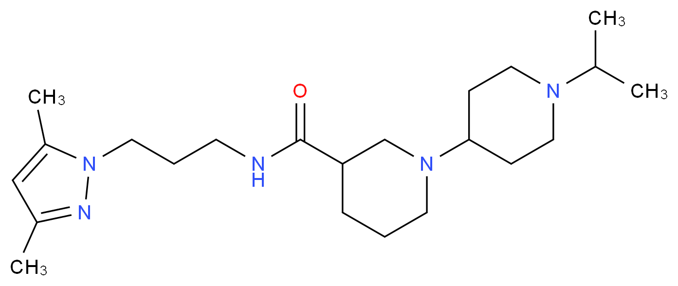 N-[3-(3,5-dimethyl-1H-pyrazol-1-yl)propyl]-1'-isopropyl-1,4'-bipiperidine-3-carboxamide_Molecular_structure_CAS_)