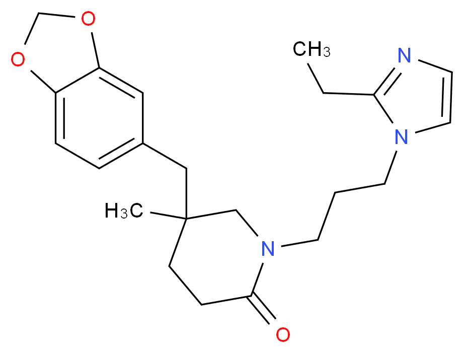 5-(1,3-benzodioxol-5-ylmethyl)-1-[3-(2-ethyl-1H-imidazol-1-yl)propyl]-5-methylpiperidin-2-one_Molecular_structure_CAS_)