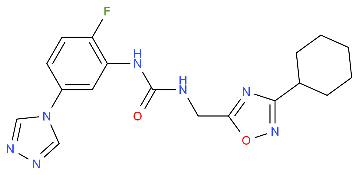 N-[(3-cyclohexyl-1,2,4-oxadiazol-5-yl)methyl]-N'-[2-fluoro-5-(4H-1,2,4-triazol-4-yl)phenyl]urea_Molecular_structure_CAS_)