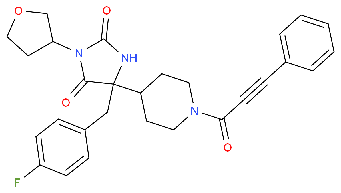 5-(4-fluorobenzyl)-5-[1-(3-phenyl-2-propynoyl)-4-piperidinyl]-3-(tetrahydro-3-furanyl)-2,4-imidazolidinedione_Molecular_structure_CAS_)