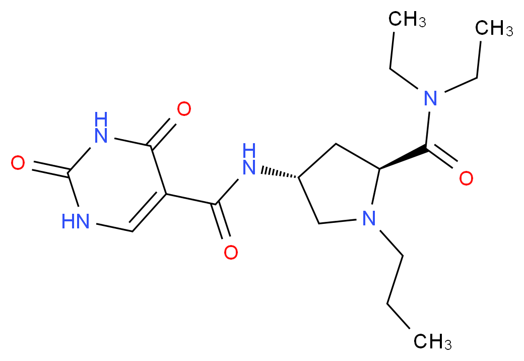 N-{(3R,5S)-5-[(diethylamino)carbonyl]-1-propylpyrrolidin-3-yl}-2,4-dioxo-1,2,3,4-tetrahydropyrimidine-5-carboxamide (non-preferred name)_Molecular_structure_CAS_)