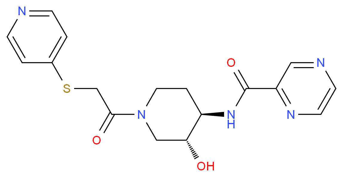 N-{(3R*,4R*)-3-hydroxy-1-[(pyridin-4-ylthio)acetyl]piperidin-4-yl}pyrazine-2-carboxamide_Molecular_structure_CAS_)