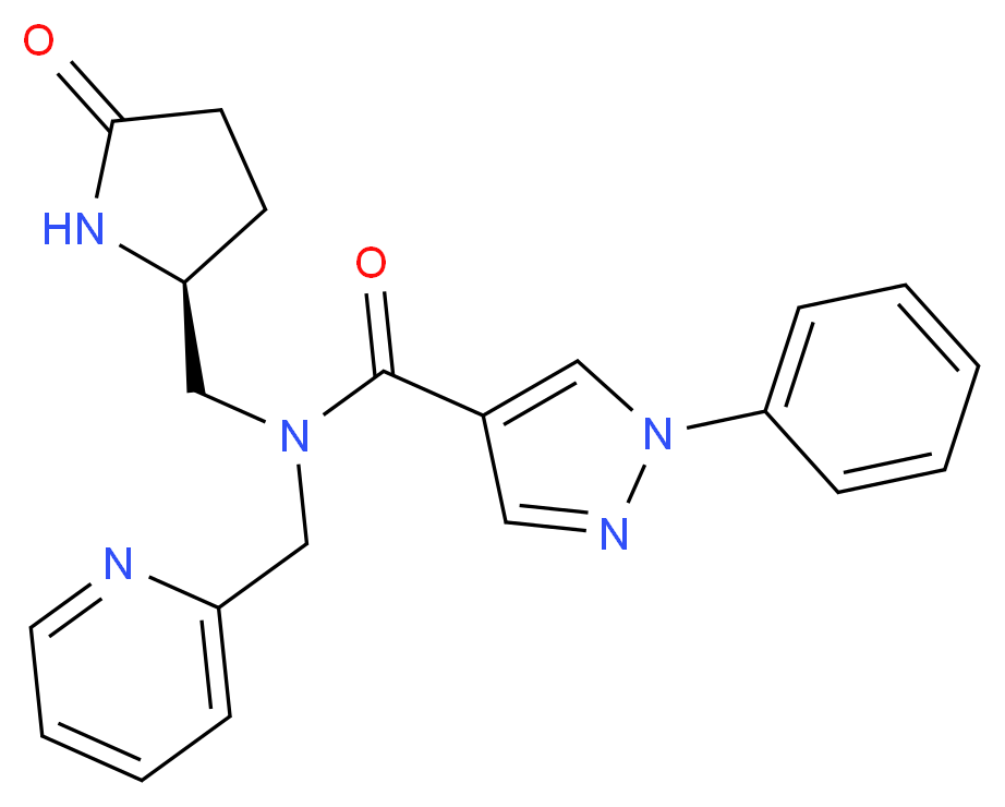 N-{[(2S)-5-oxopyrrolidin-2-yl]methyl}-1-phenyl-N-(pyridin-2-ylmethyl)-1H-pyrazole-4-carboxamide_Molecular_structure_CAS_)