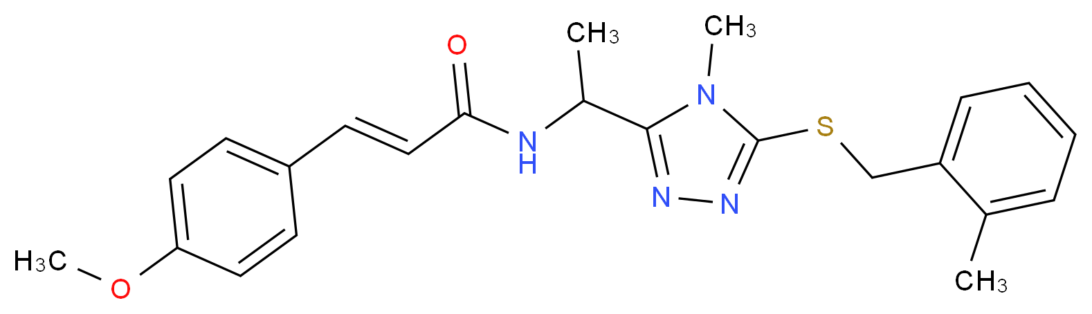 (2E)-3-(4-methoxyphenyl)-N-(1-{4-methyl-5-[(2-methylbenzyl)thio]-4H-1,2,4-triazol-3-yl}ethyl)acrylamide_Molecular_structure_CAS_)