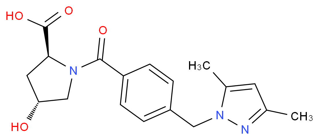 (4R)-1-{4-[(3,5-dimethyl-1H-pyrazol-1-yl)methyl]benzoyl}-4-hydroxy-L-proline_Molecular_structure_CAS_)