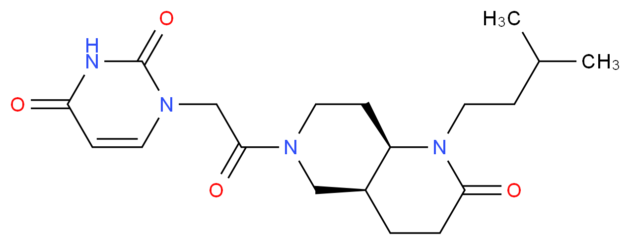 1-{2-[(4aS*,8aR*)-1-(3-methylbutyl)-2-oxooctahydro-1,6-naphthyridin-6(2H)-yl]-2-oxoethyl}pyrimidine-2,4(1H,3H)-dione_Molecular_structure_CAS_)