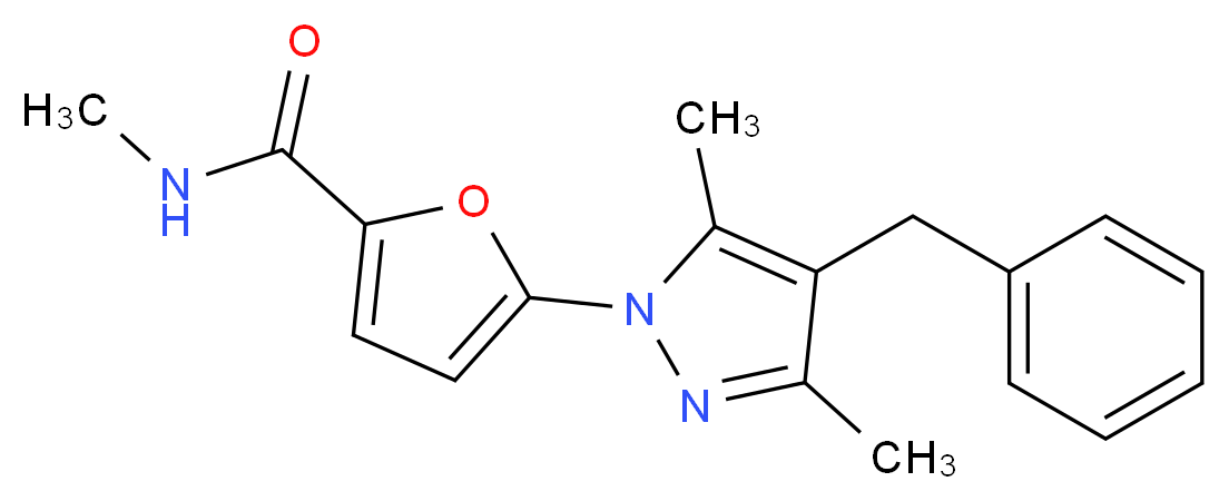 5-(4-benzyl-3,5-dimethyl-1H-pyrazol-1-yl)-N-methyl-2-furamide_Molecular_structure_CAS_)