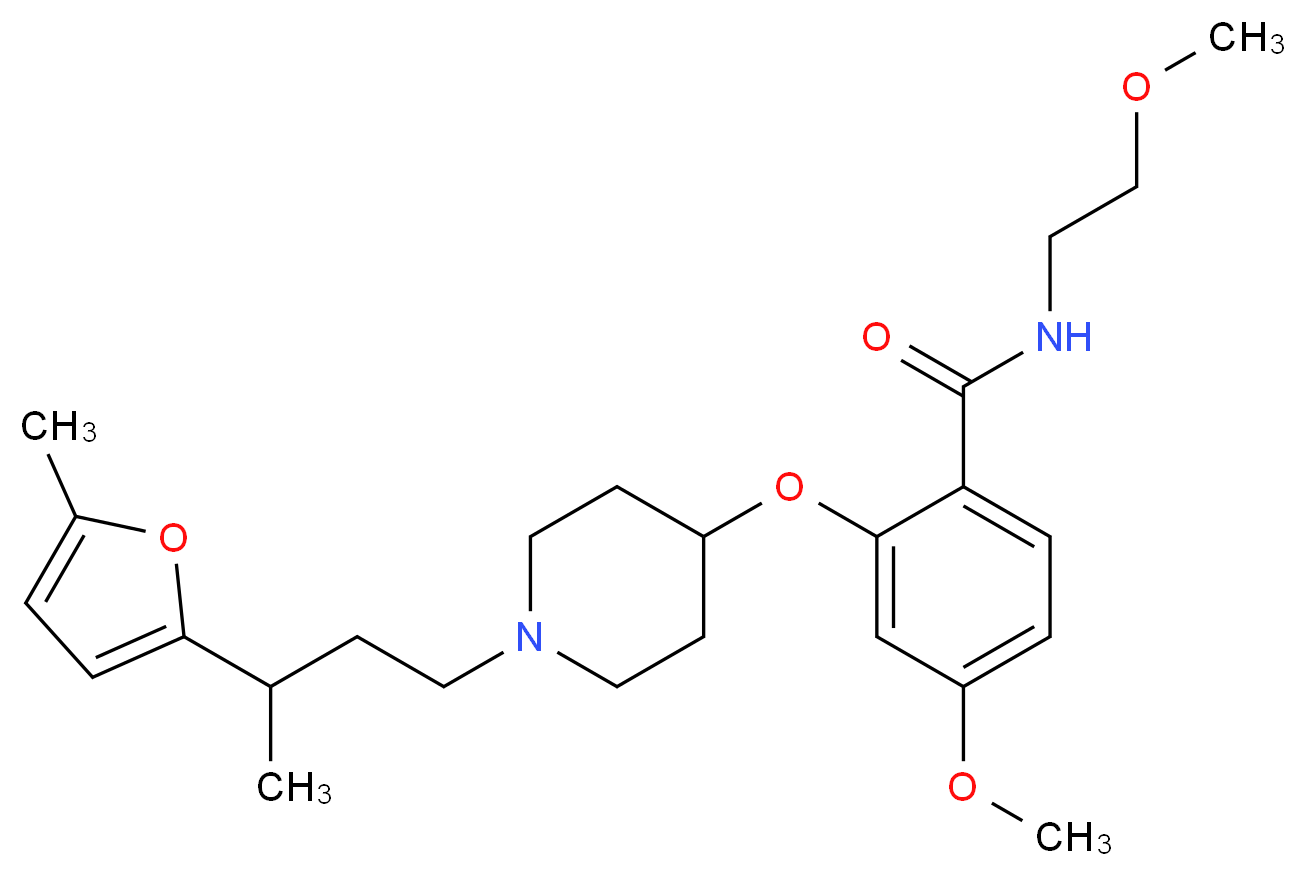4-methoxy-N-(2-methoxyethyl)-2-({1-[3-(5-methyl-2-furyl)butyl]-4-piperidinyl}oxy)benzamide_Molecular_structure_CAS_)