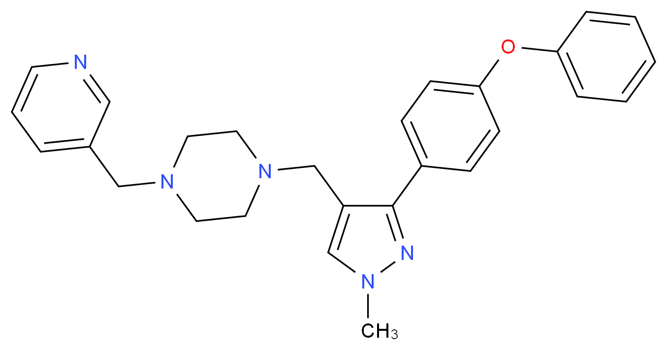 1-{[1-methyl-3-(4-phenoxyphenyl)-1H-pyrazol-4-yl]methyl}-4-(3-pyridinylmethyl)piperazine_Molecular_structure_CAS_)