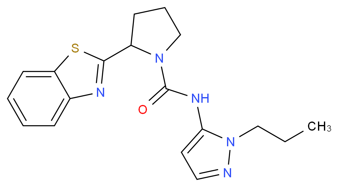 2-(1,3-benzothiazol-2-yl)-N-(1-propyl-1H-pyrazol-5-yl)pyrrolidine-1-carboxamide_Molecular_structure_CAS_)