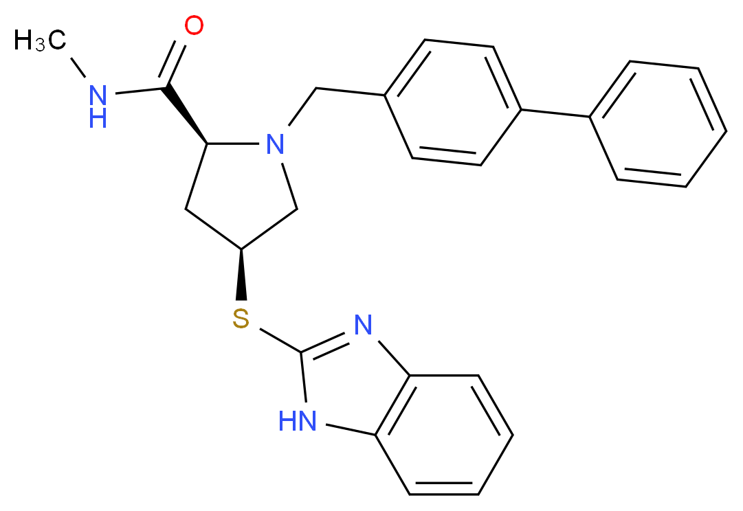 (4S)-4-(1H-benzimidazol-2-ylthio)-1-(4-biphenylylmethyl)-N-methyl-L-prolinamide_Molecular_structure_CAS_)
