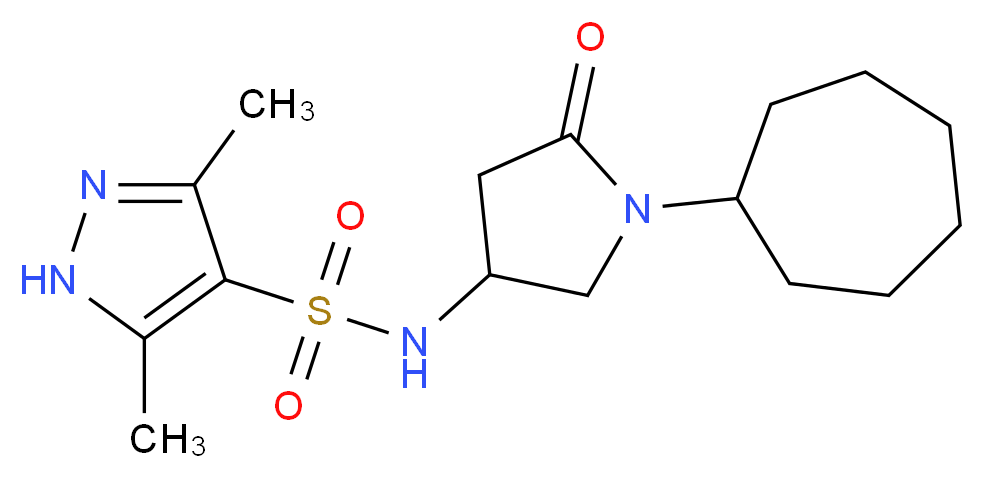 N-(1-cycloheptyl-5-oxo-3-pyrrolidinyl)-3,5-dimethyl-1H-pyrazole-4-sulfonamide_Molecular_structure_CAS_)