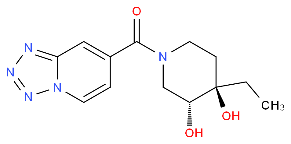 (3R*,4R*)-4-ethyl-1-(tetrazolo[1,5-a]pyridin-7-ylcarbonyl)piperidine-3,4-diol_Molecular_structure_CAS_)
