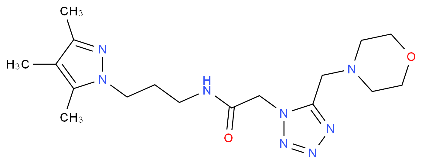 2-[5-(morpholin-4-ylmethyl)-1H-tetrazol-1-yl]-N-[3-(3,4,5-trimethyl-1H-pyrazol-1-yl)propyl]acetamide_Molecular_structure_CAS_)