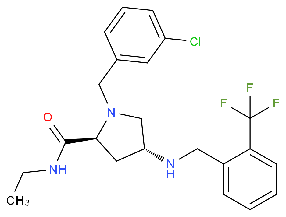 (4R)-1-(3-chlorobenzyl)-N-ethyl-4-{[2-(trifluoromethyl)benzyl]amino}-L-prolinamide_Molecular_structure_CAS_)