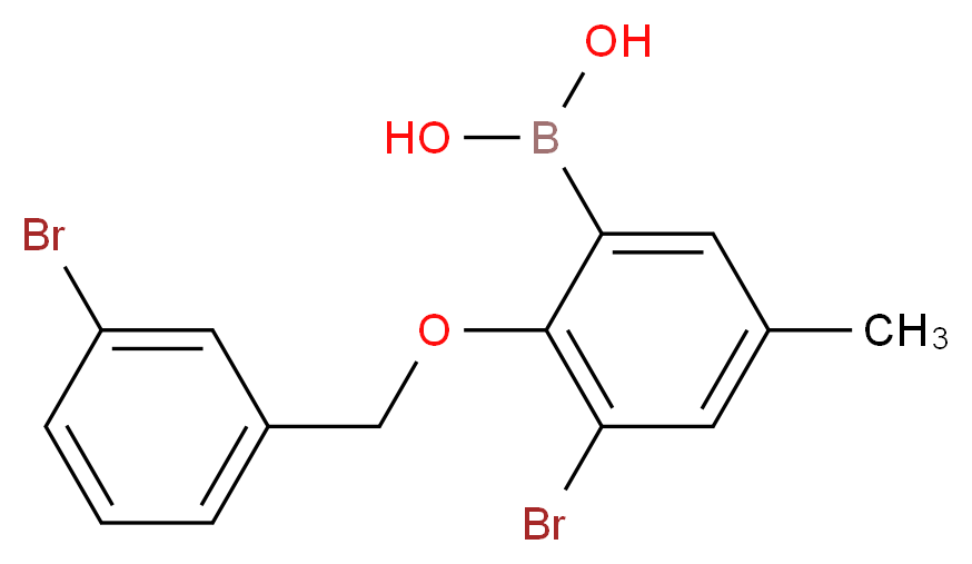 3-BROMO-2-(3'-BROMOBENZYLOXY)-5-METHYLPHENYLBORONIC ACID_Molecular_structure_CAS_849052-16-0)