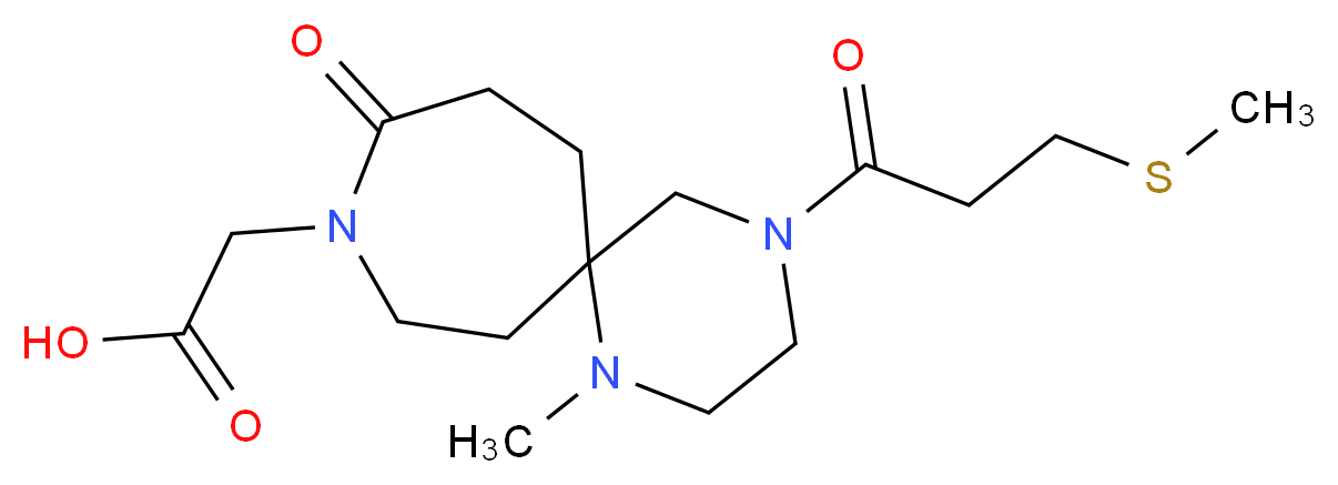 {1-methyl-4-[3-(methylthio)propanoyl]-10-oxo-1,4,9-triazaspiro[5.6]dodec-9-yl}acetic acid_Molecular_structure_CAS_)