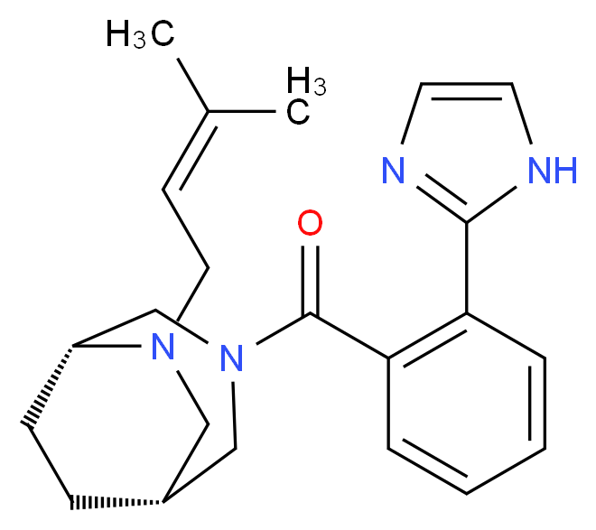 (1R*,5R*)-3-[2-(1H-imidazol-2-yl)benzoyl]-6-(3-methylbut-2-en-1-yl)-3,6-diazabicyclo[3.2.2]nonane_Molecular_structure_CAS_)