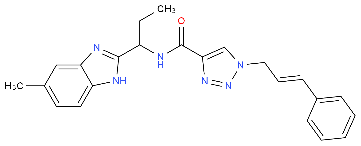 N-[1-(5-methyl-1H-benzimidazol-2-yl)propyl]-1-[(2E)-3-phenyl-2-propen-1-yl]-1H-1,2,3-triazole-4-carboxamide_Molecular_structure_CAS_)