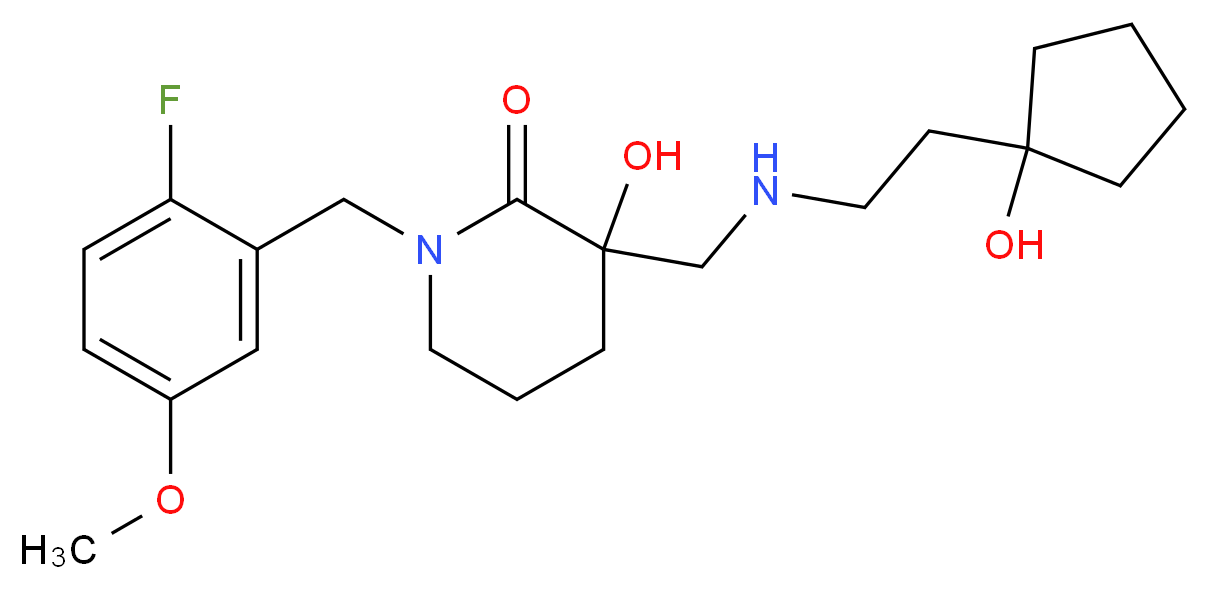 1-(2-fluoro-5-methoxybenzyl)-3-hydroxy-3-({[2-(1-hydroxycyclopentyl)ethyl]amino}methyl)piperidin-2-one_Molecular_structure_CAS_)
