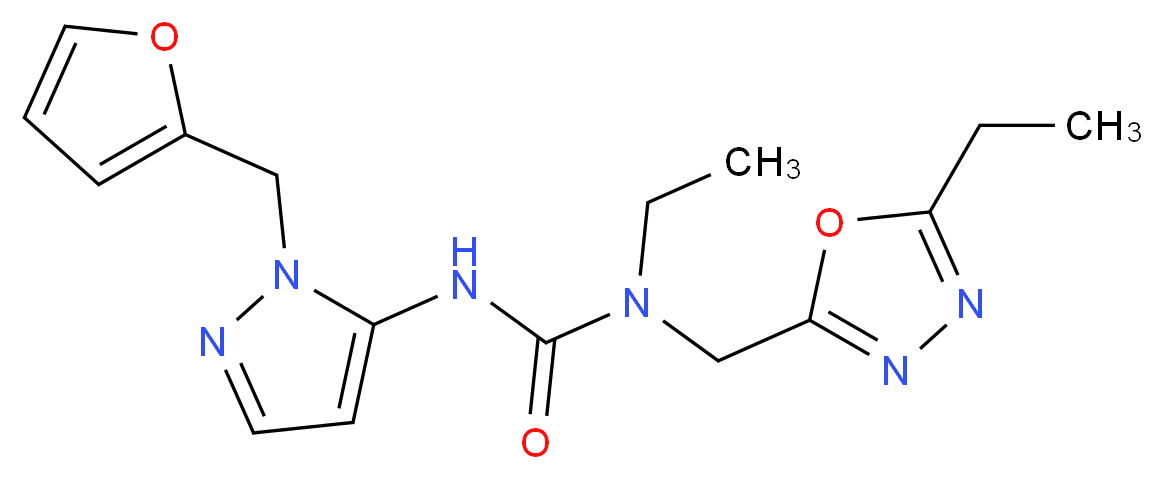 N-ethyl-N-[(5-ethyl-1,3,4-oxadiazol-2-yl)methyl]-N'-[1-(2-furylmethyl)-1H-pyrazol-5-yl]urea_Molecular_structure_CAS_)