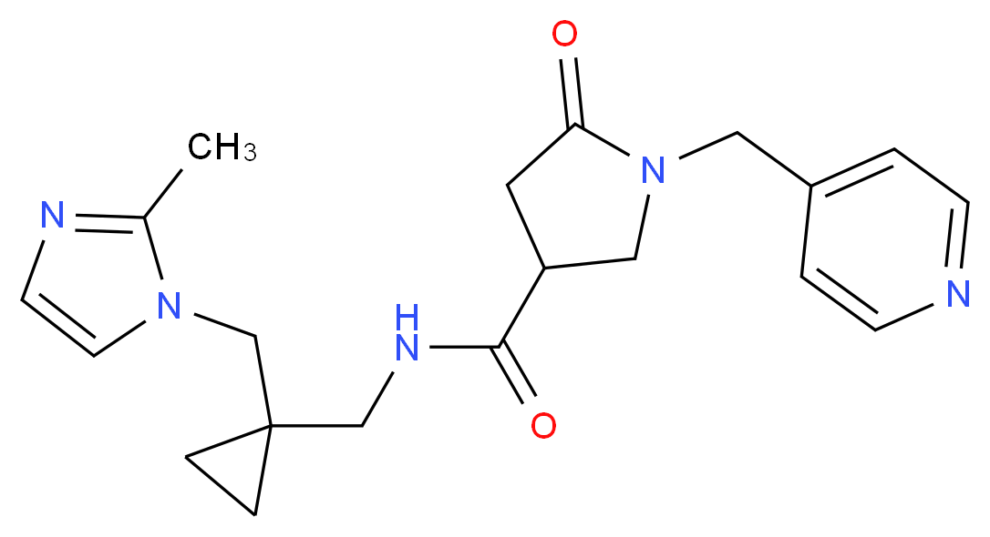 N-({1-[(2-methyl-1H-imidazol-1-yl)methyl]cyclopropyl}methyl)-5-oxo-1-(4-pyridinylmethyl)-3-pyrrolidinecarboxamide_Molecular_structure_CAS_)