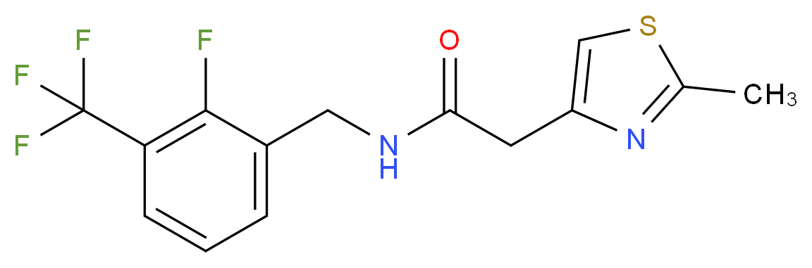 N-[2-fluoro-3-(trifluoromethyl)benzyl]-2-(2-methyl-1,3-thiazol-4-yl)acetamide_Molecular_structure_CAS_)
