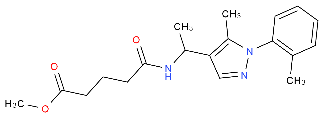 methyl 5-({1-[5-methyl-1-(2-methylphenyl)-1H-pyrazol-4-yl]ethyl}amino)-5-oxopentanoate_Molecular_structure_CAS_)