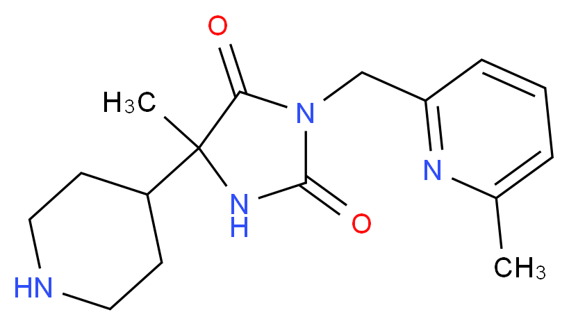 5-methyl-3-[(6-methylpyridin-2-yl)methyl]-5-piperidin-4-ylimidazolidine-2,4-dione_Molecular_structure_CAS_)